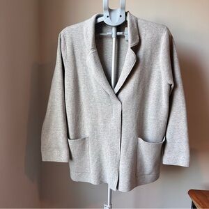 J Crew Re-Imagined Cotton Wool Blend Open Cardigan sweater Blazer L/XL Pockets